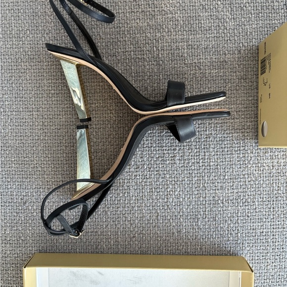 Michael Kors Halle Gold Heel Sandals 9 – Real Leather, Not Outlet, New in Box - Picture 8 of 13